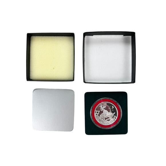 1oz Cowboy Santa Reindeer Season's Greetings Christmas .999 Fine Silver Round - Picture 4 of 4